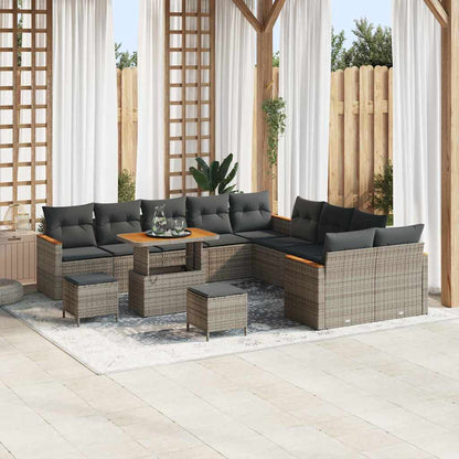 Set Divano da Giardino con cuscino 13 pcs Grigio polyrattan | homemem39