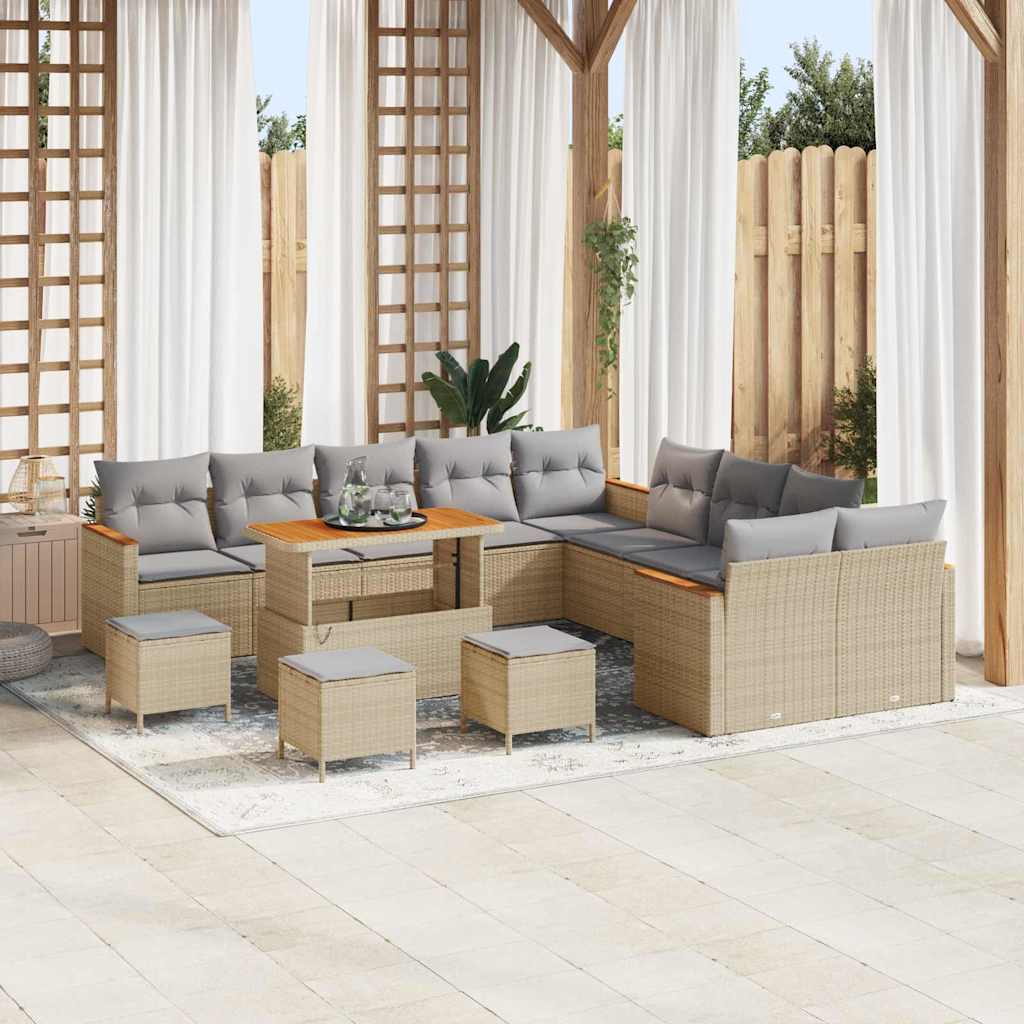 Set Divano da Giardino 18 pcs Beige e Grigio Chiaro polyrattan | homemem39