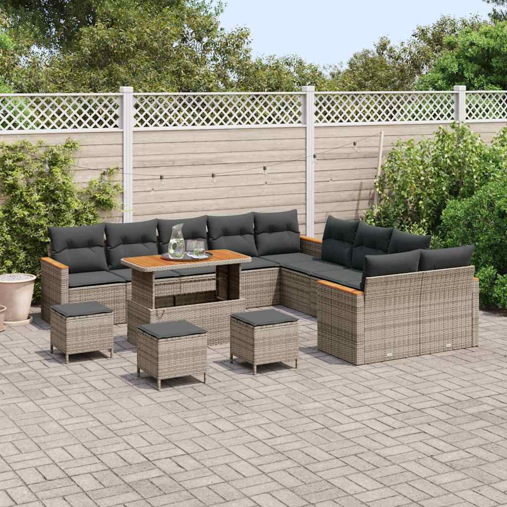 Set Divano da Giardino con cuscino 18 pcs Grigio polyrattan | homemem39