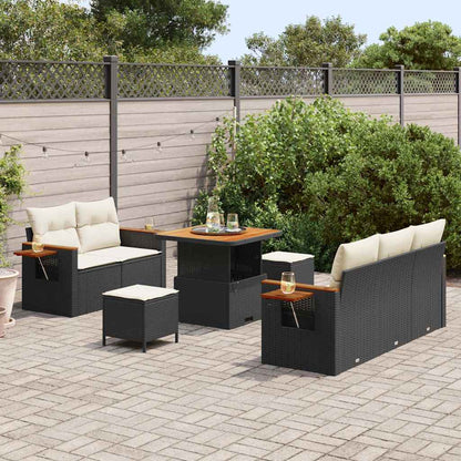 Set Divano da Giardino 10 pcs Nero e Crema polyrattan | homemem39
