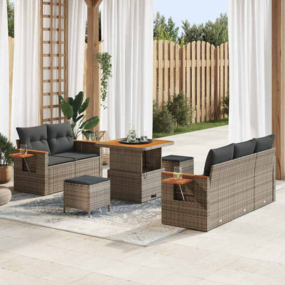 Set Divano da Giardino con cuscino 10 pcs Grigio polyrattan | homemem39