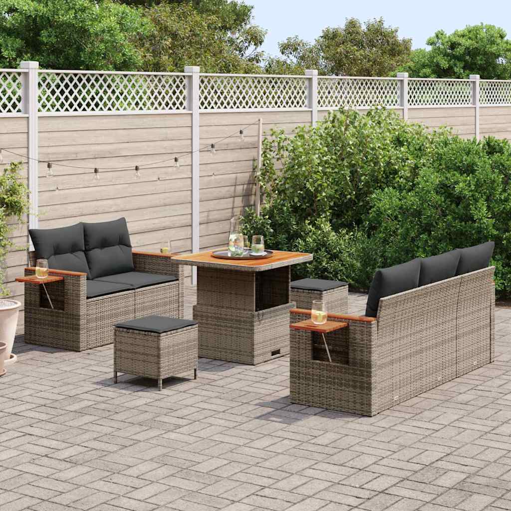 Set Divano da Giardino con cuscino 10 pcs Grigio polyrattan | homemem39