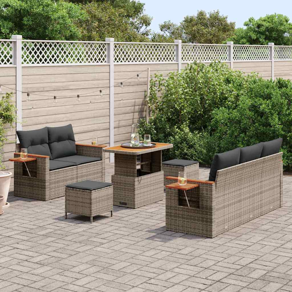 Set Divano da Giardino con cuscino 10 pcs Grigio polyrattan | homemem39