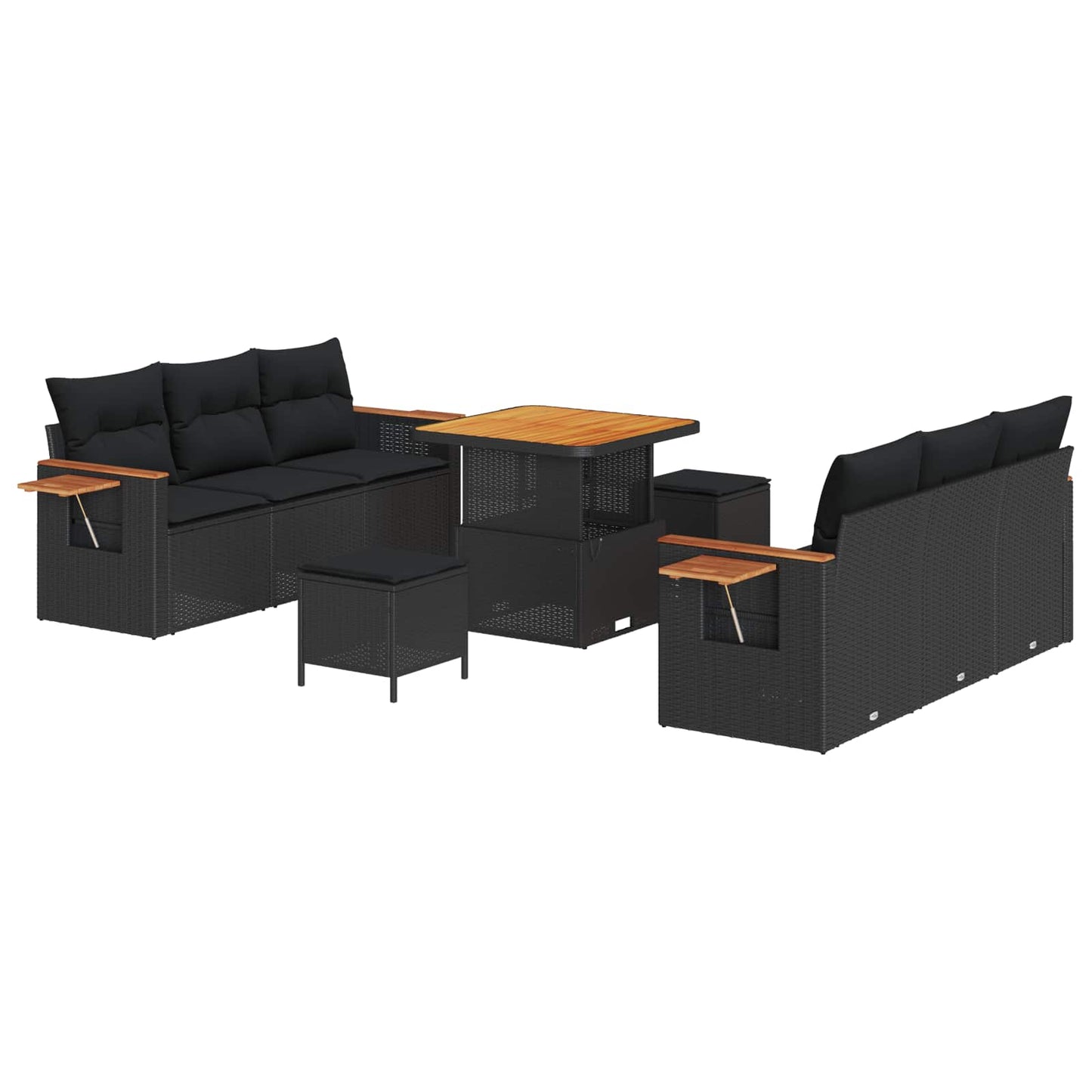 Set Divano da Giardino con cuscino 11 pcs Nero polyrattan | homemem39