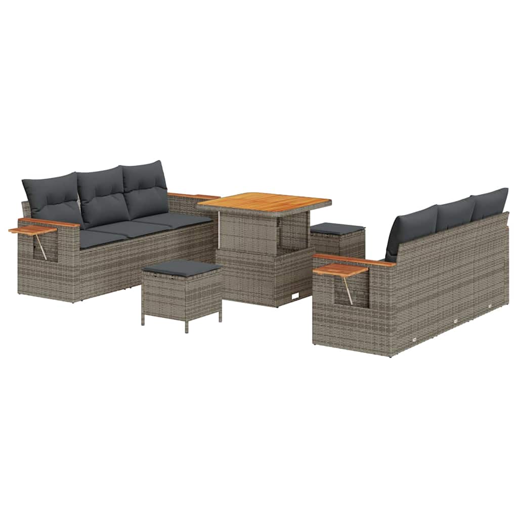 Set Divano da Giardino con cuscino 11 pcs Grigio polyrattan | homemem39