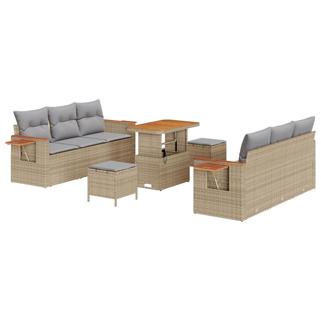 Set Divano da Giardino 11 pcs Beige e Grigio Chiaro polyrattan | homemem39
