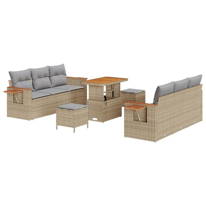 Set Divano da Giardino 11 pcs Beige e Grigio Chiaro polyrattan | homemem39