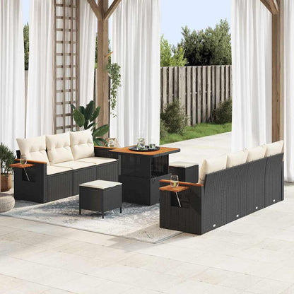 Set Divano da Giardino 13 pcs Nero e Crema polyrattan | homemem39