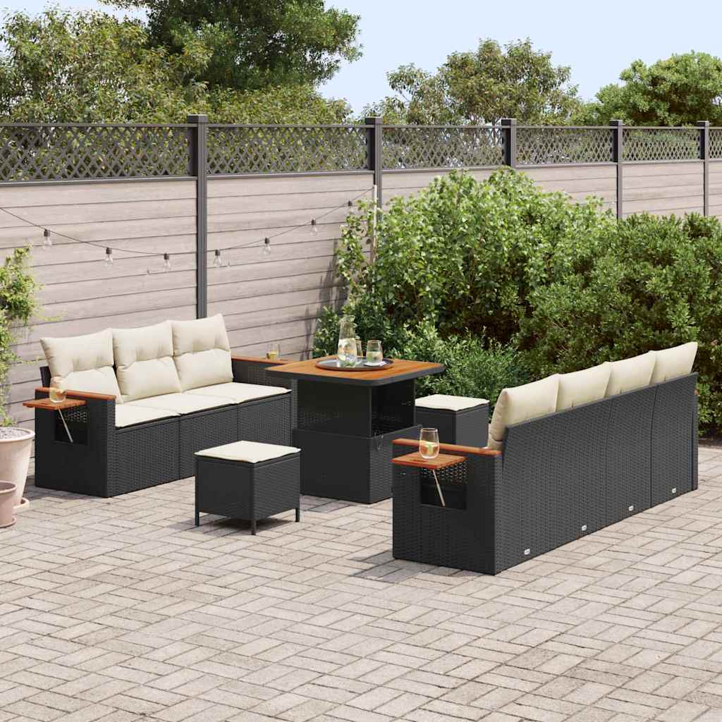 Set Divano da Giardino 13 pcs Nero e Crema polyrattan | homemem39