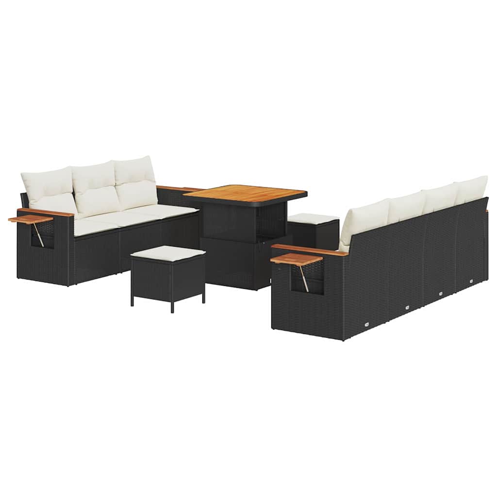Set Divano da Giardino 13 pcs Nero e Crema polyrattan | homemem39