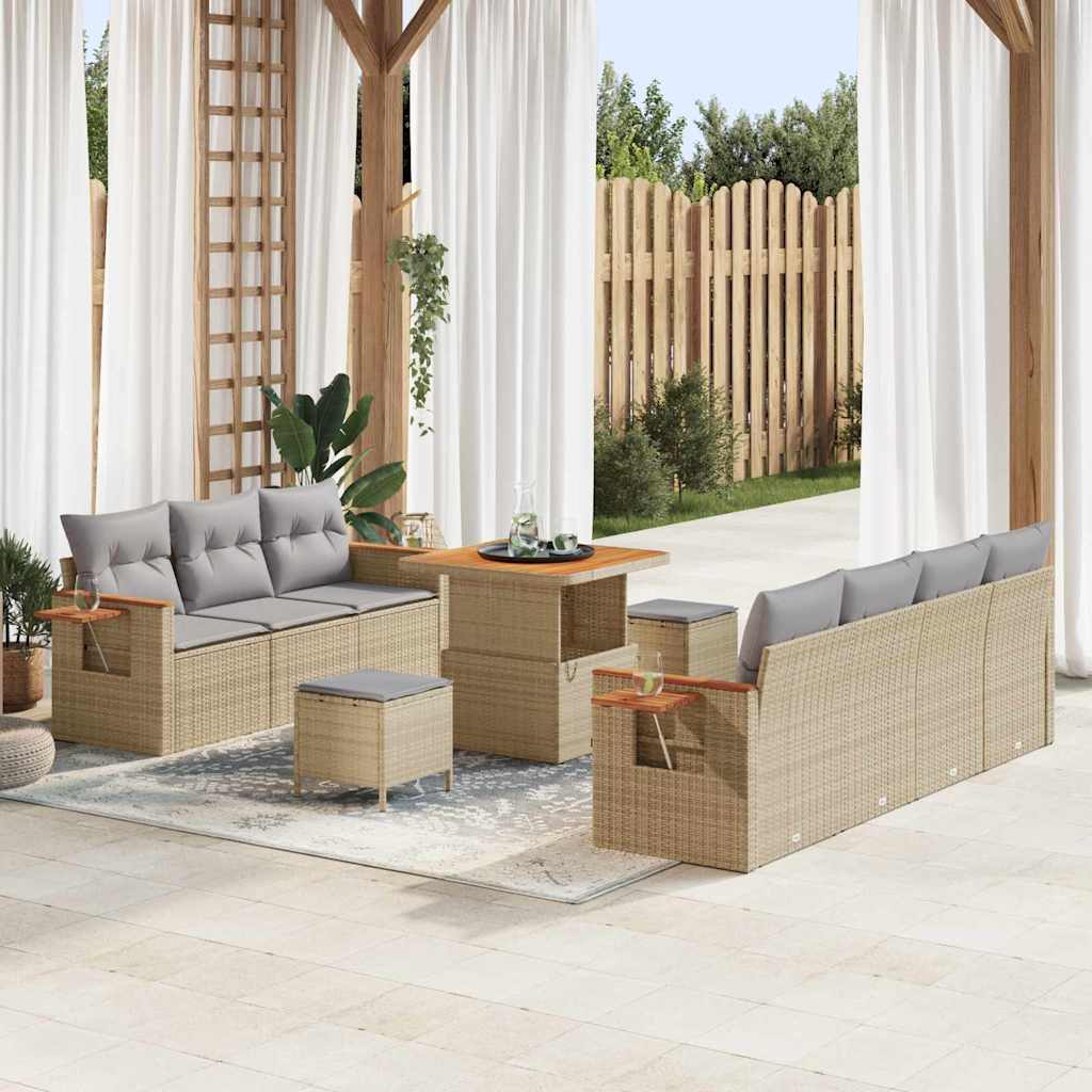 Set Divano da Giardino 13 pcs Beige e Grigio Chiaro polyrattan | homemem39