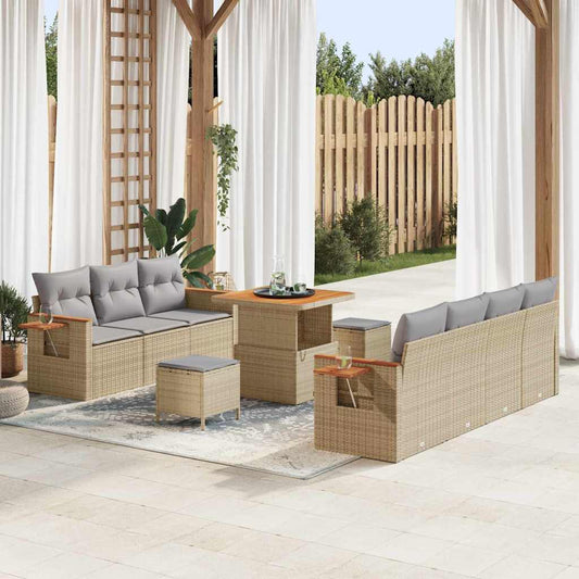 Set Divano da Giardino 13 pcs Beige e Grigio Chiaro polyrattan