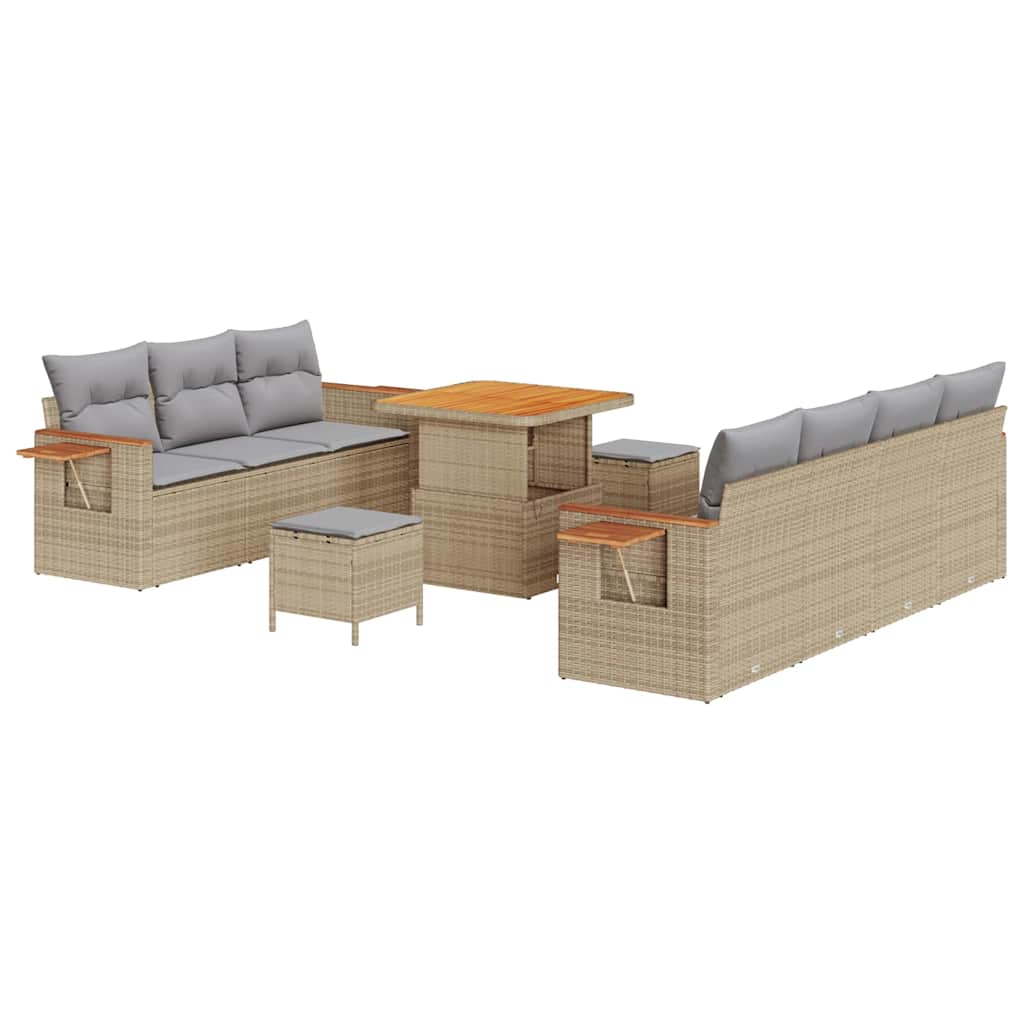 Set Divano da Giardino 13 pcs Beige e Grigio Chiaro polyrattan | homemem39