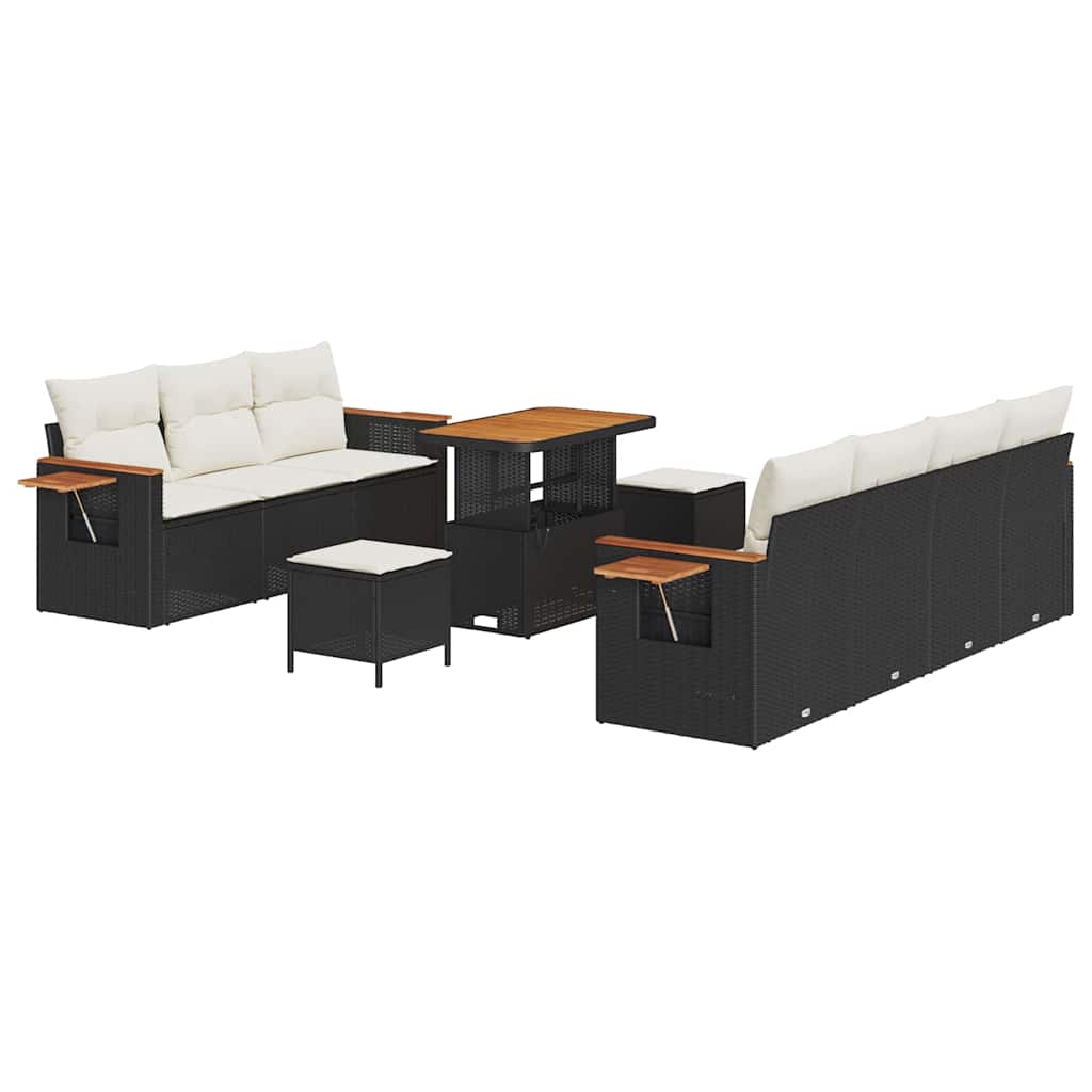 Set Divano da Giardino 13 pcs Nero e Crema polyrattan | homemem39