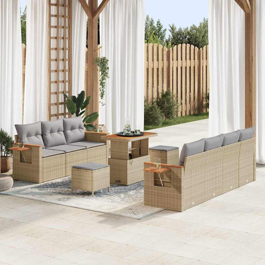 Set Divano da Giardino 13 pcs Beige e Grigio Chiaro polyrattan