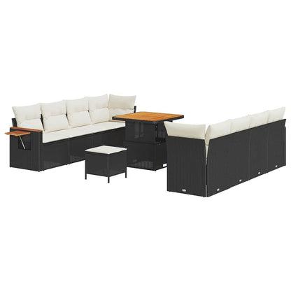 Set Divano da Giardino 12 pcs Nero e Crema polyrattan | homemem39
