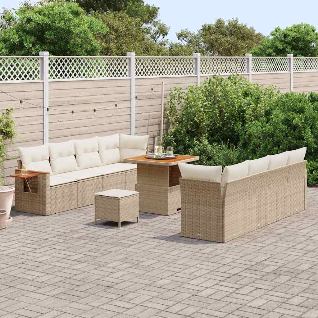 Set Divano da Giardino 12 pz 10-Numero di posti Beige e Crema | homemem39