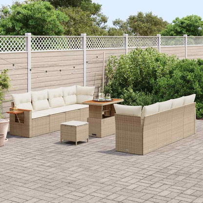 Set Divano da Giardino 12 pcs Beige e Crema polyrattan | homemem39