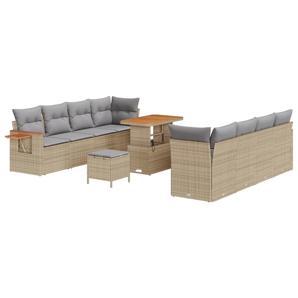 Set Divano da Giardino 12 pcs Beige e Grigio Chiaro polyrattan | homemem39