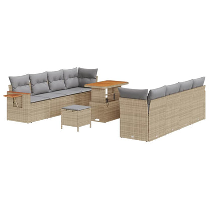 Set Divano da Giardino 12 pcs Beige e Grigio Chiaro polyrattan | homemem39