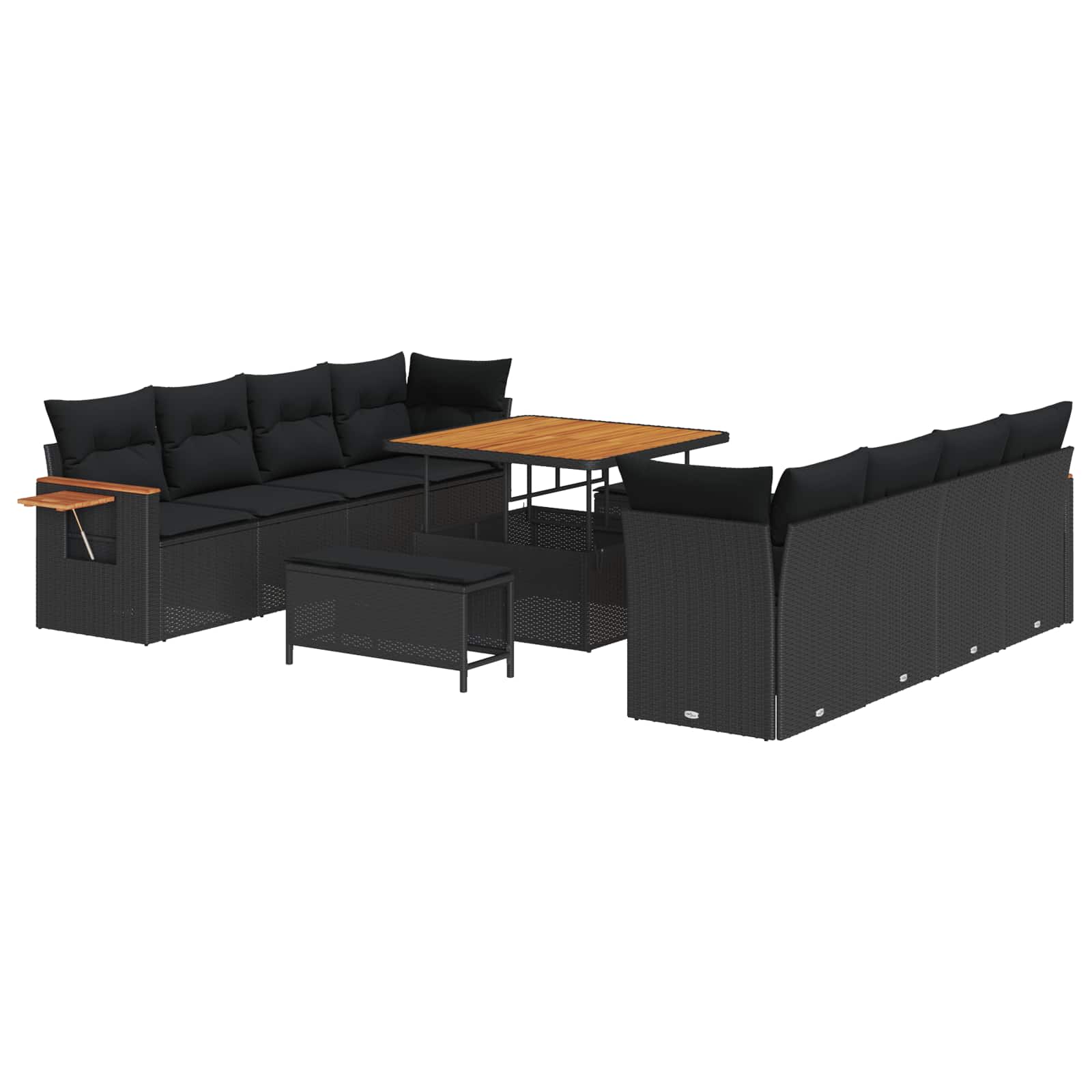 Set Divano da Giardino con cuscino 12 pcs Nero polyrattan | homemem39