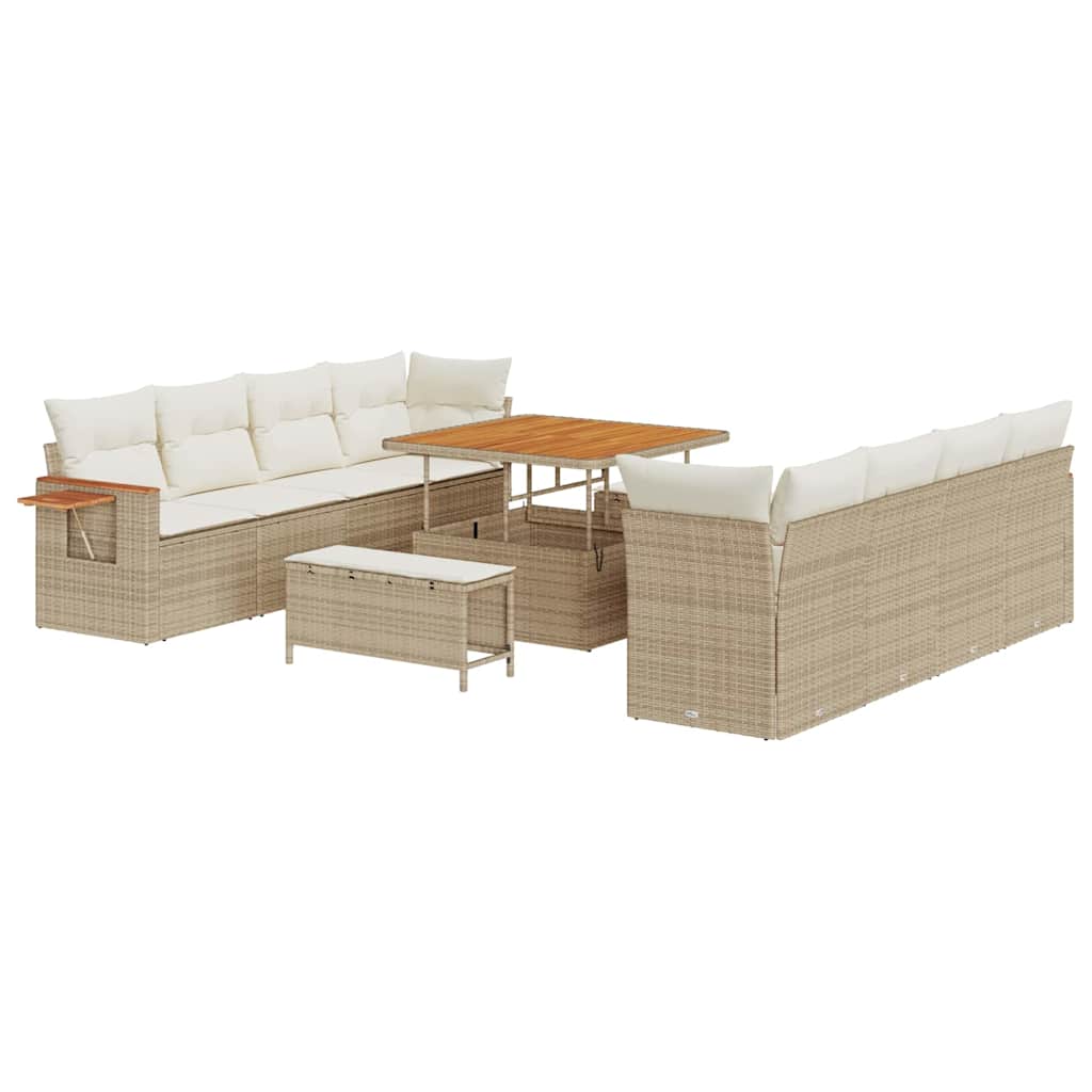 Set Divano da Giardino 12 pcs Beige e Crema polyrattan | homemem39