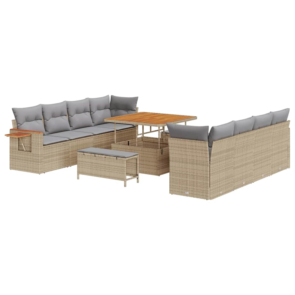 Set Divano da Giardino 12 pcs Beige e Grigio Chiaro polyrattan | homemem39