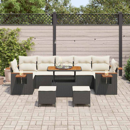 Set Divano da Giardino 13 pcs Nero e Crema polyrattan | homemem39