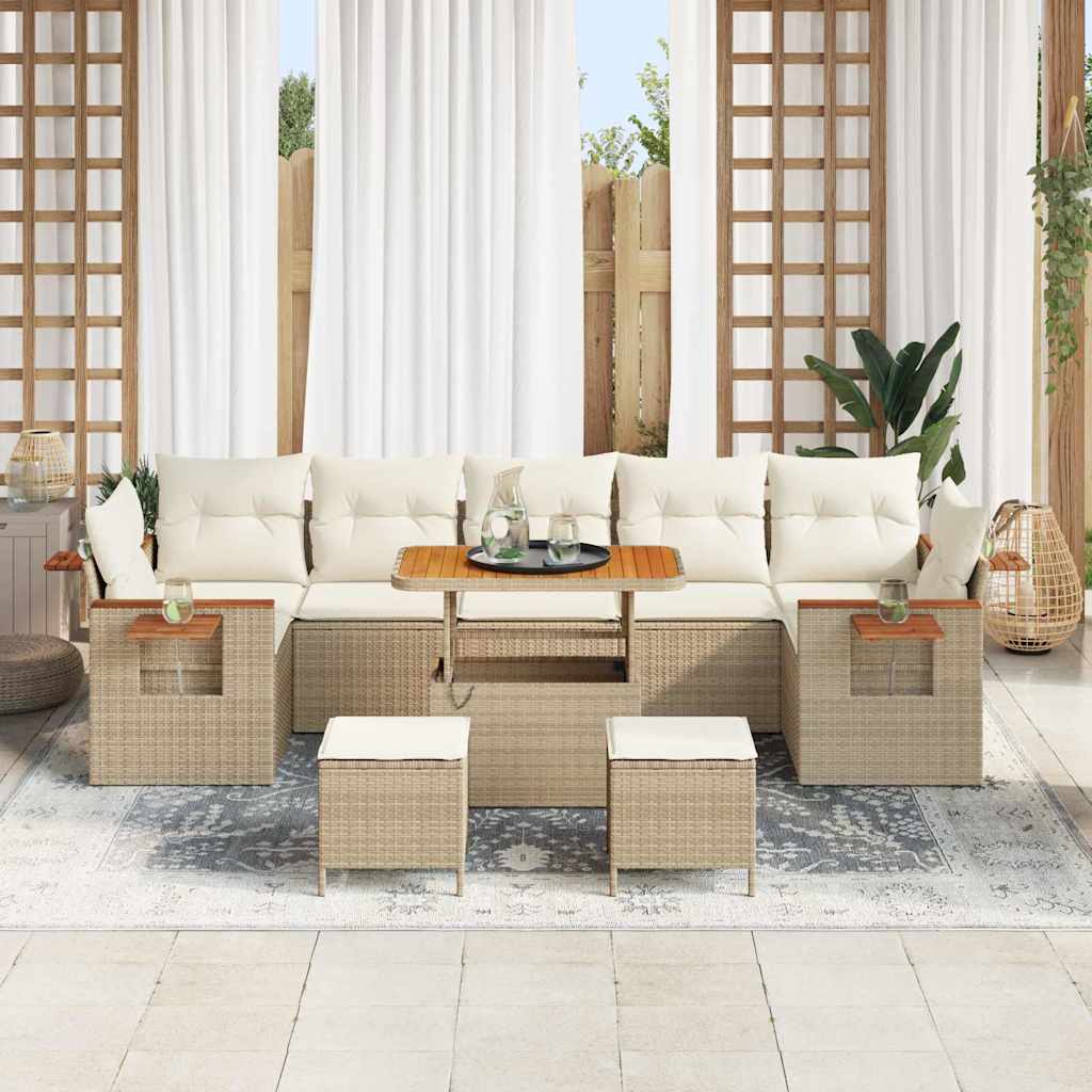 Set Divano da Giardino 13 pcs Beige e Crema polyrattan | homemem39