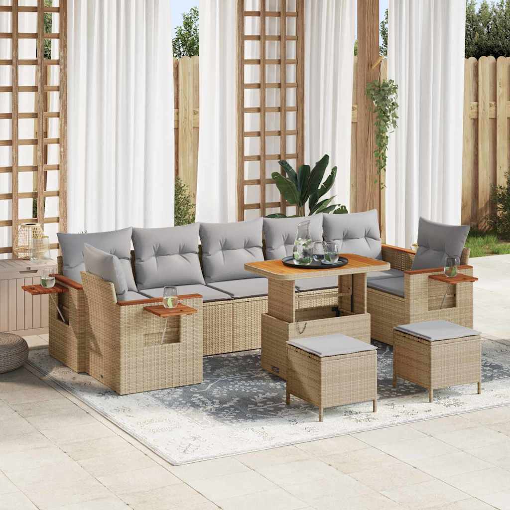 Set Divano da Giardino 13 pcs Beige e Grigio Chiaro polyrattan | homemem39