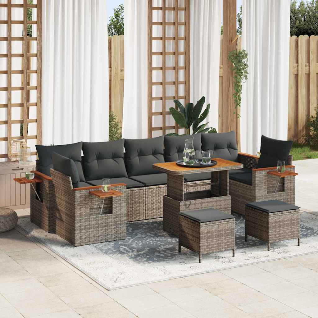 Set Divano da Giardino con cuscino 13 pcs Grigio polyrattan | homemem39