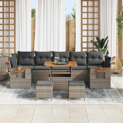 Set Divano da Giardino con cuscino 13 pcs Grigio polyrattan | homemem39
