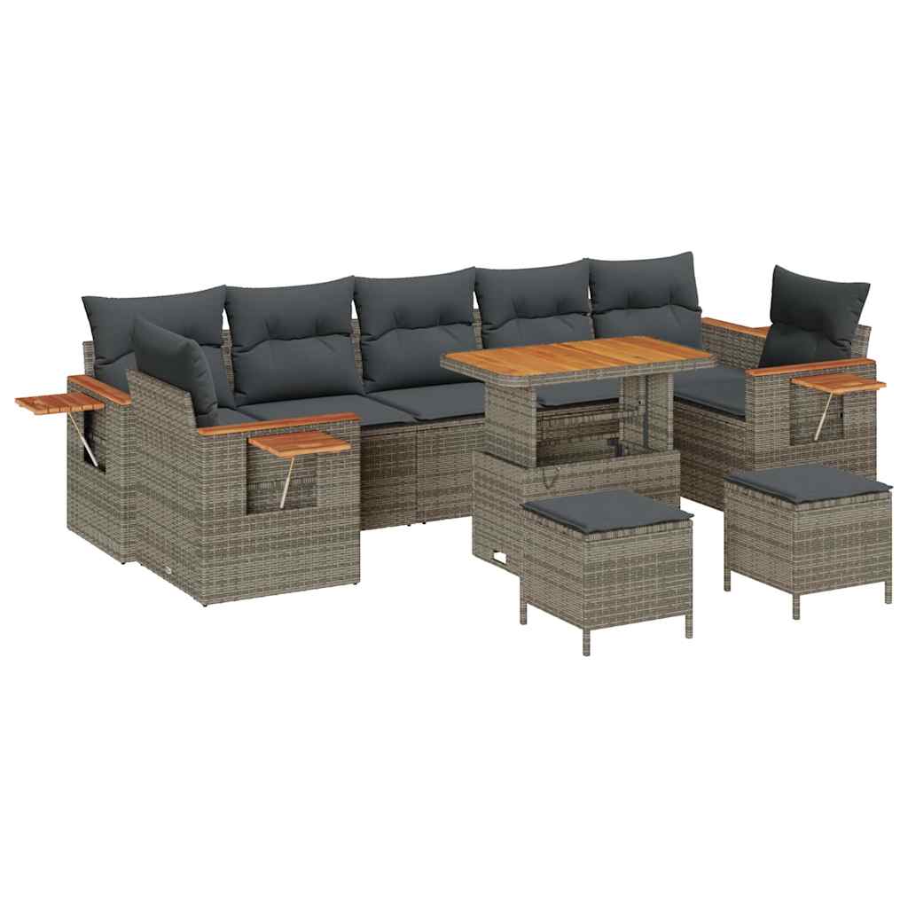 Set Divano da Giardino con cuscino 13 pcs Grigio polyrattan | homemem39