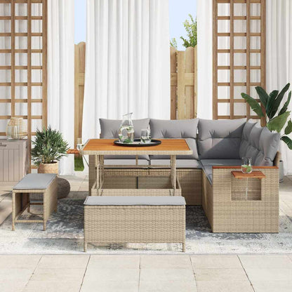 Set Divano da Giardino con cuscino Beige Poly Rattan