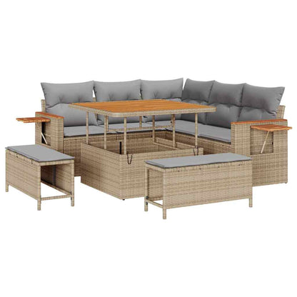Set Divano da Giardino con cuscino Beige Poly Rattan