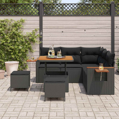 Set Divano da Giardino con cuscino 9 pcs Nero polyrattan | homemem39