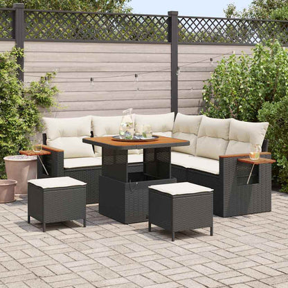 Set Divano da Giardino 9 pcs Nero e Crema polyrattan | homemem39