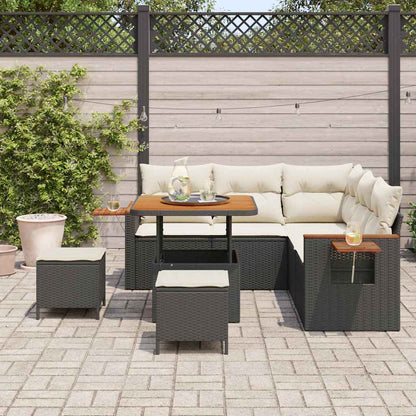 Set Divano da Giardino 9 pcs Nero e Crema polyrattan | homemem39