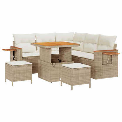 Set Divano da Giardino 9 pz 8-Numero di posti Beige e Crema