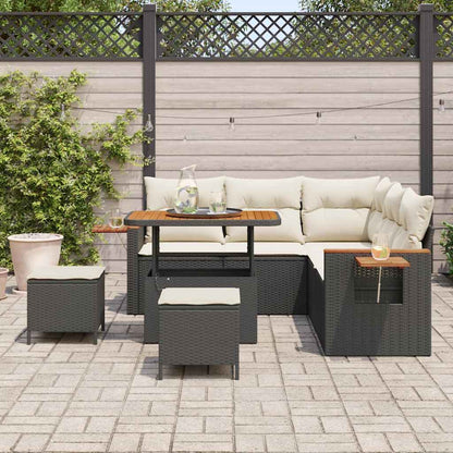 Set Divano da Giardino 9 pcs Nero e Crema polyrattan | homemem39