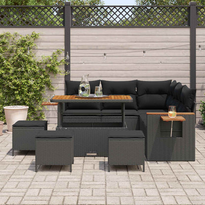 Set Divano da Giardino con cuscino 10 pcs Nero polyrattan | homemem39