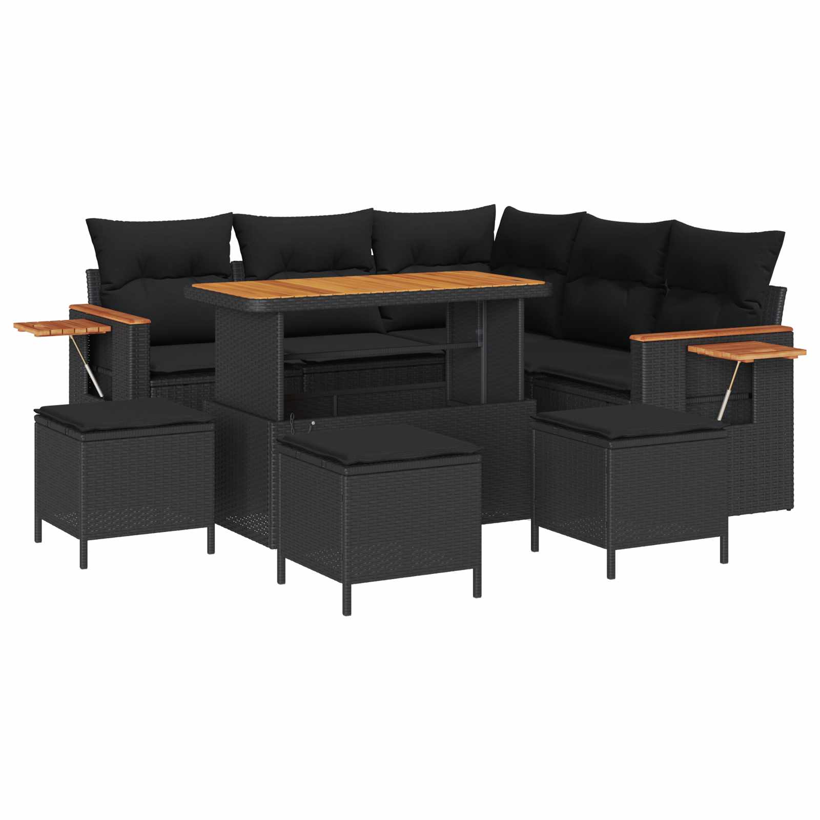 Set Divano da Giardino con cuscino 10 pcs Nero polyrattan | homemem39