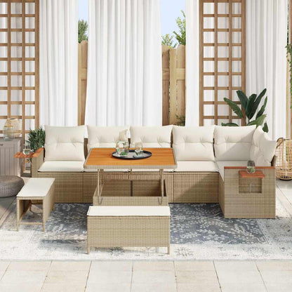 Set Divano da Giardino 11 pcs Beige e Crema polyrattan | homemem39
