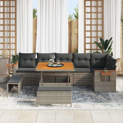 Set Divano da Giardino con cuscino 11 pcs Grigio polyrattan