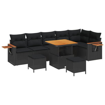 Set Divano da Giardino con cuscino 11 pcs Nero polyrattan | homemem39