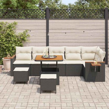 Set Divano da Giardino 11 pcs Nero e Crema polyrattan | homemem39