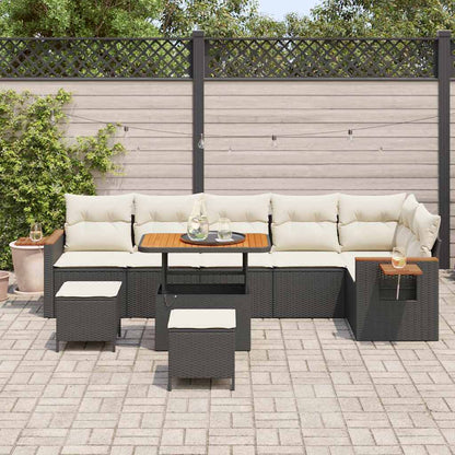 Set Divano da Giardino 11 pcs Nero e Crema polyrattan | homemem39
