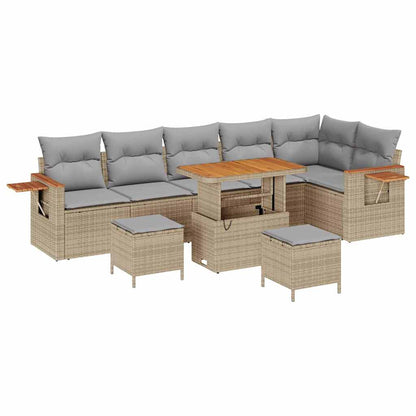 Set Divano da Giardino con cuscino Beige Poly Rattan
