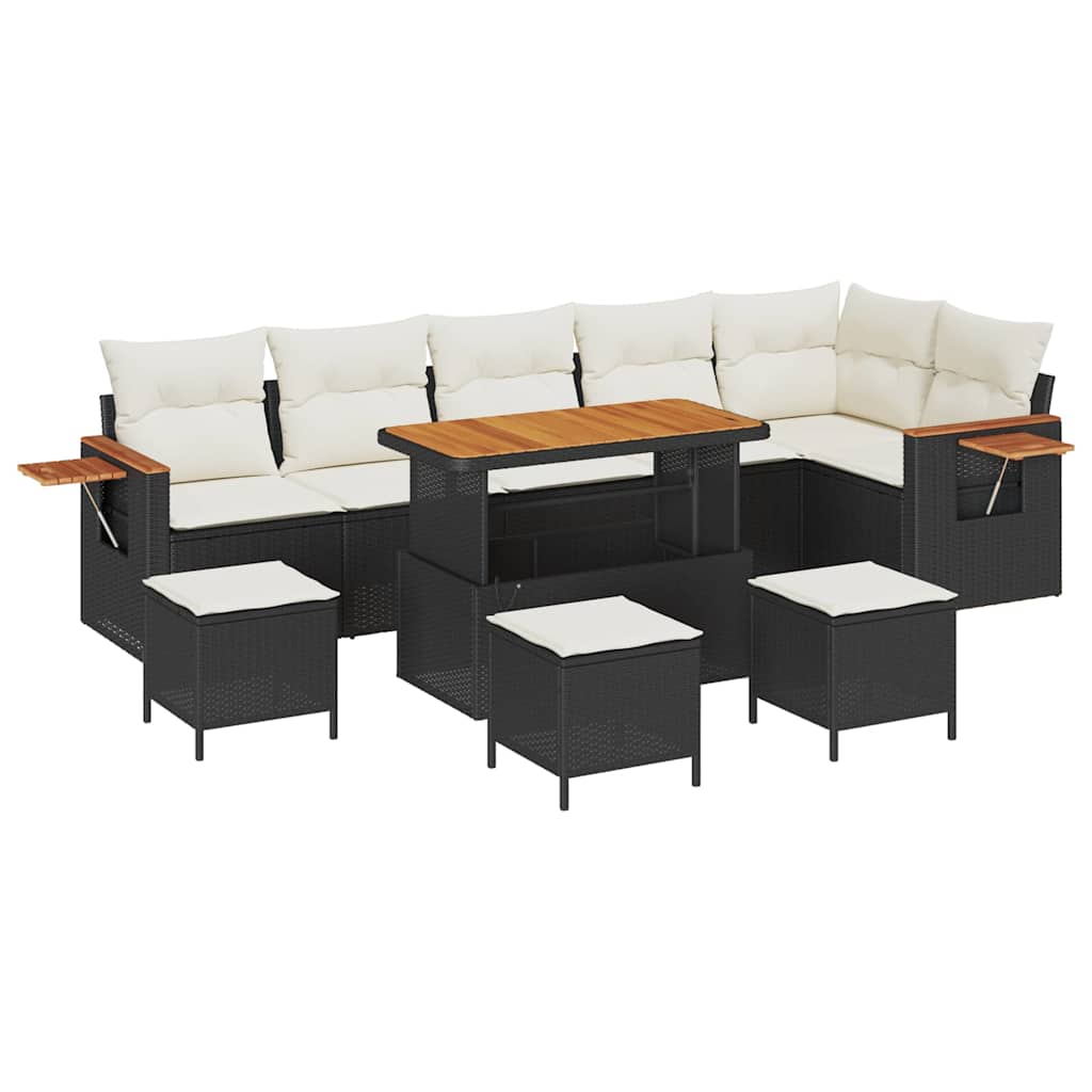 Set Divano da Giardino 12 pcs Nero e Crema polyrattan | homemem39