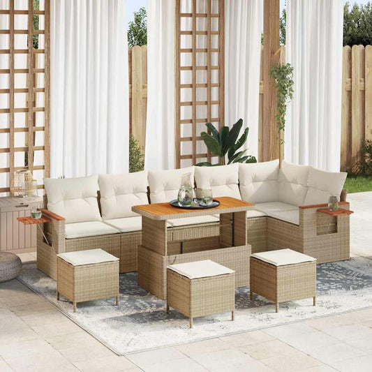 Set Divano da Giardino 12 pcs Beige e Crema polyrattan